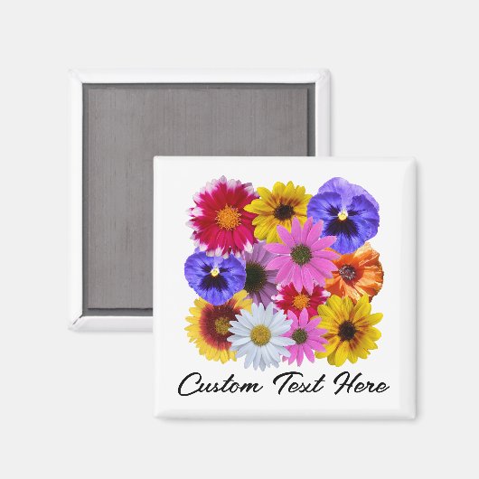 In Bloom - Square Floral magnet (Vorderseite/Rückseite)