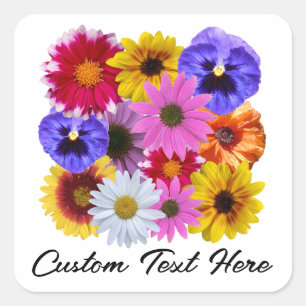 In Bloom - Square Floral Quadratischer Aufkleber