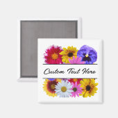 In Bloom - Square Split Floral button Magnet (Vorderseite/Rückseite)