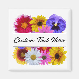 In Bloom - Square Split Floral button Magnet