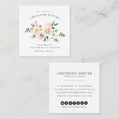 In Bloom | Vintages Blütenlogo Quadratische Visitenkarte (Vorne/Hinten)