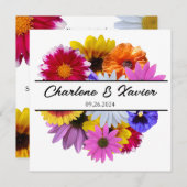 In Bloom Wedding - Round Split Floral Einladung (Vorne/Hinten)