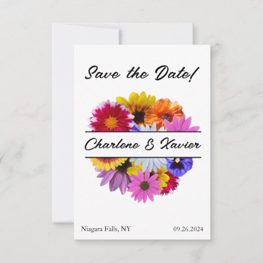 In Bloom Wedding - Round Split Floral Save The Date (Vorderseite)