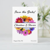 In Bloom Wedding - Round Split Floral Save The Date (Stehend Vorderseite)