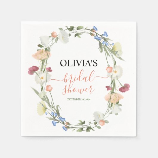 In Bloom Wildblume florales Brautparty Napkins Serviette (Vorderseite)