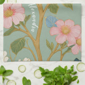 In Blossom: Pastelzweig mit rosa Blume Geschirrtuch (Gefaltet)