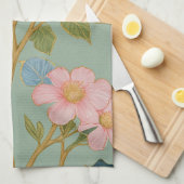 In Blossom: Pastelzweig mit rosa Blume Geschirrtuch (Viertel Falte)