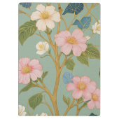 In Blossom: Pastelzweig mit rosa Blume Klemmbrett (Rückseite)