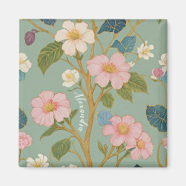 In Blossom: Pastelzweig mit rosa Blume Magnet