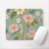 In Blossom: Pastelzweig mit rosa Blume Mousepad (Mit Mouse)