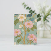 In Blossom: Pastelzweig mit rosa Blume Postkarte (Stehend Vorderseite)