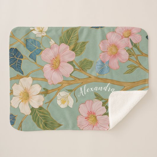 In Blossom: Pastelzweig mit rosa Blume Sherpadecke (Vorderseite (Horizontal))