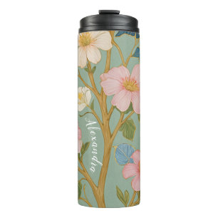 In Blossom: Pastelzweig mit rosa Blume Thermosbecher