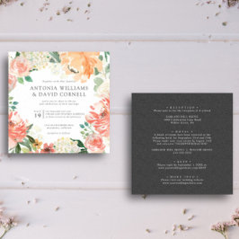 In Blüte | Alle in einem Pfirsichrosa Botanische H Einladung