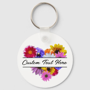 In Blüte - Herzförmige Blumenarrangements Schlüsselanhänger