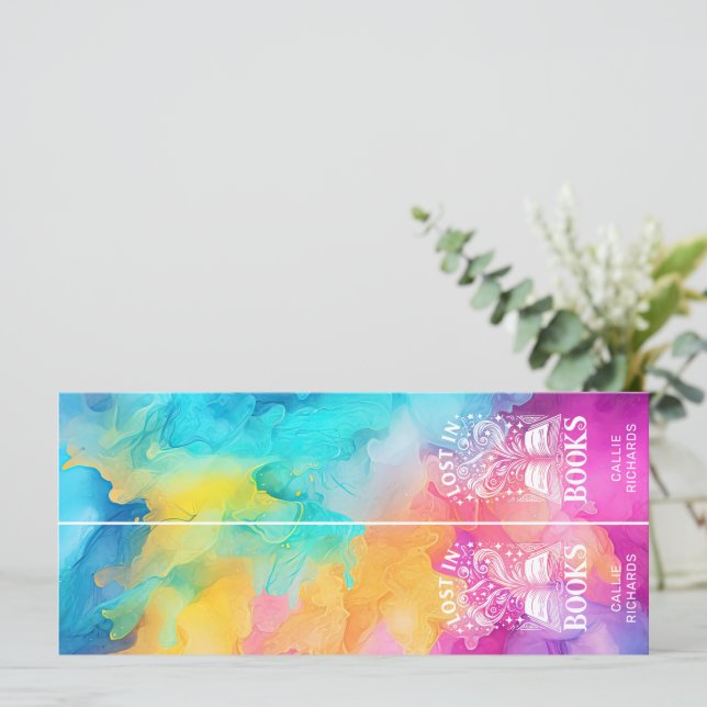 In Büchern verloren Rainbow Swirl 2-in-1-Lesezeich (Stehend Vorderseite)