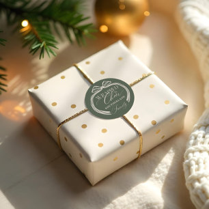 In Cheer Elegant Polka Dot Weihnachtsbow umwickelt Runder Aufkleber