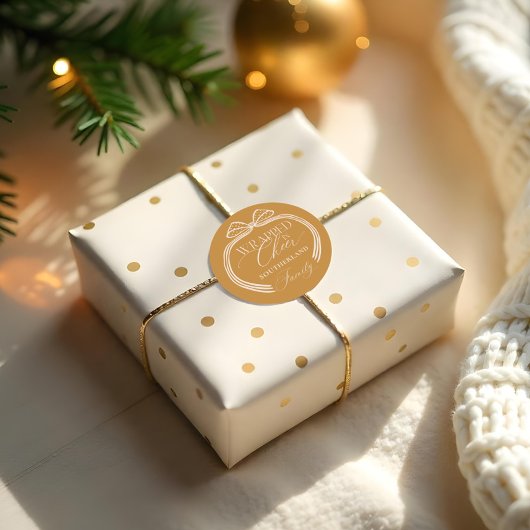 In Cheer Elegant Polka Dot Weihnachtsbow umwickelt Runder Aufkleber