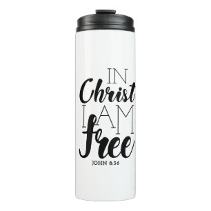 In Christus bin ich freie Schrift Versprechen Frei Thermosbecher
