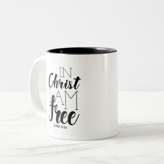 In Christus bin ich freie Schrift Versprechen Frei Zweifarbige Tasse (Vorderseite Links)