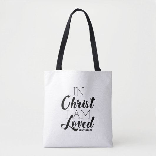 In Christus bin ich geliebte Schrift Versprechen C Tasche (Vorderseite)