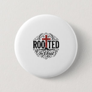 In Christus verwurzelt Vintage-Christen-Kreuz-Desi Button