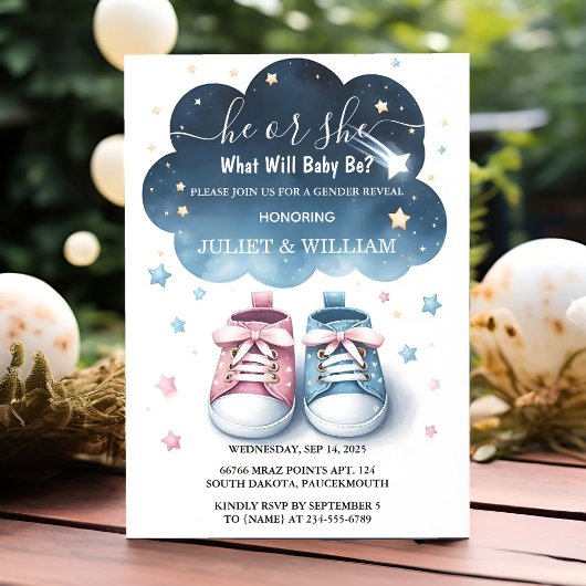 In Cloud Twinkle Twinkle Little Star Gender Reveal Einladung