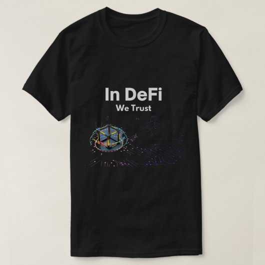 In DeFi We Trust Krypto-Kunst T-Shirt (Design vorne)