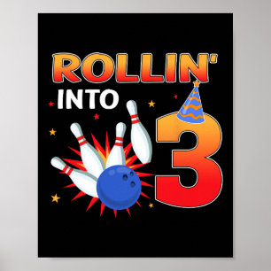 In den 3 Jahre alten Bowling zu werfen Kinder Par Poster