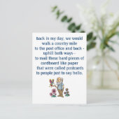 In den alten Tagen Funny Postcard Postkarte (Stehend Vorderseite)