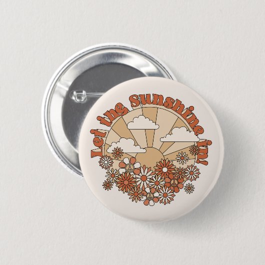 In den Blume Groovy Daisy Hippie den Sonnenschein Button (Vorne & Hinten)