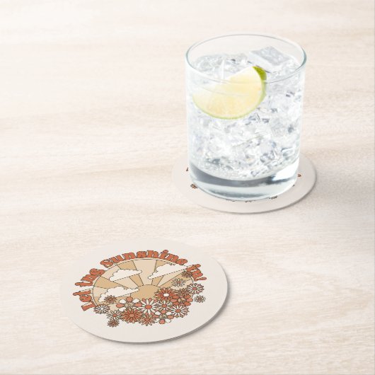 In den Blume Groovy Daisy Hippie den Sonnenschein Runder Pappuntersetzer (Vor Ort)