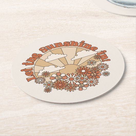 In den Blume Groovy Daisy Hippie den Sonnenschein  Runder Pappuntersetzer (Angewinkelt)