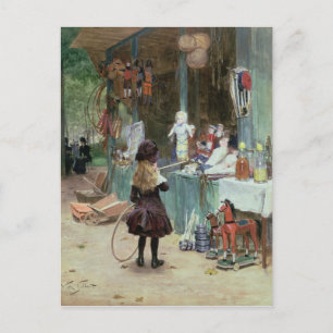 In den Champs-Elysees Gardens, c.1897 (gouache on Postkarte