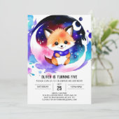In den Fantasy Fox Geburtstag Einladung (Stehend Vorderseite)