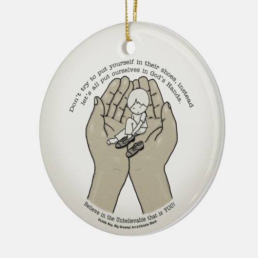 In den Händen des Gottes Keramikornament (Links)