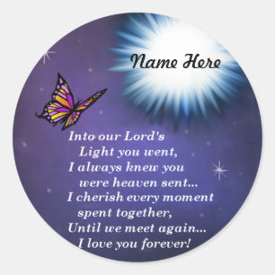 In den Lichtschmetterling Runder Aufkleber