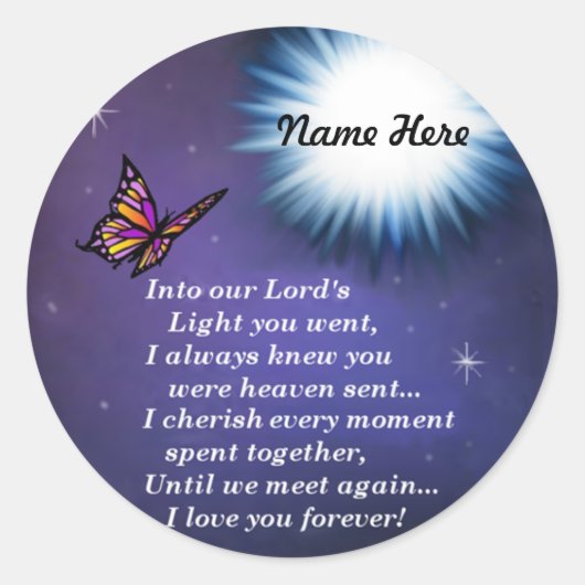 In den Lichtschmetterling Runder Aufkleber (Vorderseite)