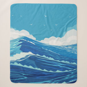 In den Ozean. Schöne große Meereswellen und blau Sherpadecke