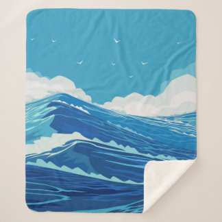 In den Ozean. Schöne große Meereswellen und Blau Sherpadecke