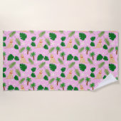 In den rosa tropischen Welpen Strandtuch (Vorderseite)