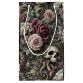 In den Rose hauen - gotischer Blumenschädel Kleine Geschenktüte (Rückseite)