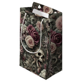 In den Rose hauen - gotischer Blumenschädel Kleine Geschenktüte