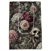 In den Rose hauen - gotischer Blumenschädel Mittlere Geschenktüte (Rückseite)
