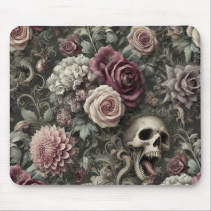 In den Rose hauen - gotischer Blumenschädel Mousepad