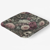 In den Rose hauen - gotischer Blumenschädel Pappteller (Gewinkelt)