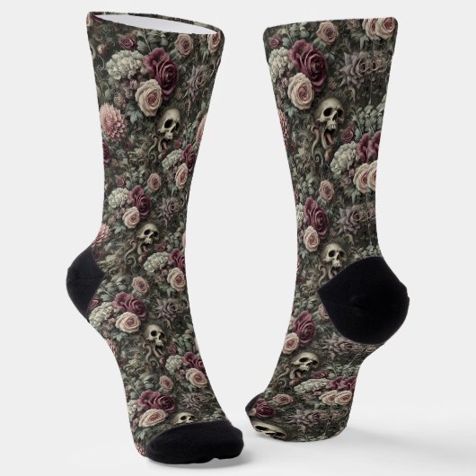 In den Rose zeichnen - Gotische Viktorianische Tap Socken (Gewinkelt)