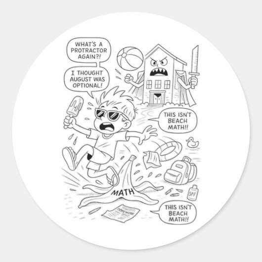 In den Schulmodus umsteigen - Funny Summer Brain C Runder Aufkleber (Vorderseite)