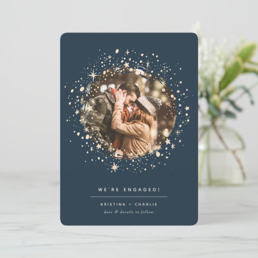 In den Sternen geschrieben | VERLOBUNG FOTO Ankündigung (Stehend Vorderseite)