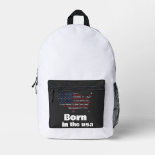In den USA geboren - Amerikanische Flagge Typograf Bedruckter Rucksack